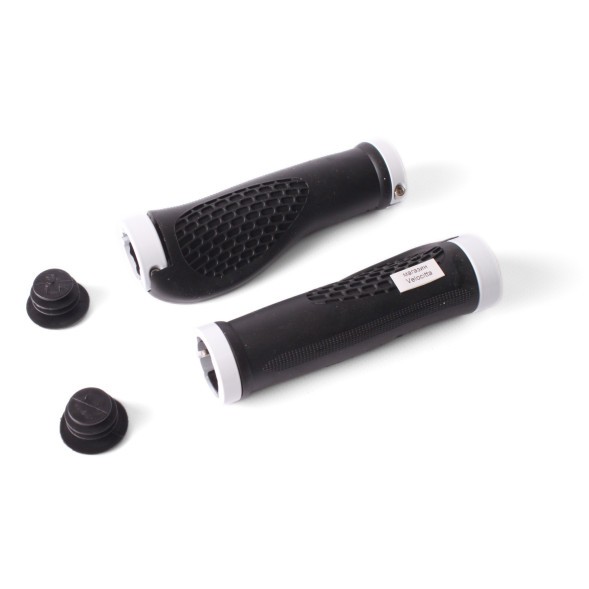 Грипсы велосипедные H-G 127, эргономические, L:130 мм, с торцевой защитой, с зажимами, белые