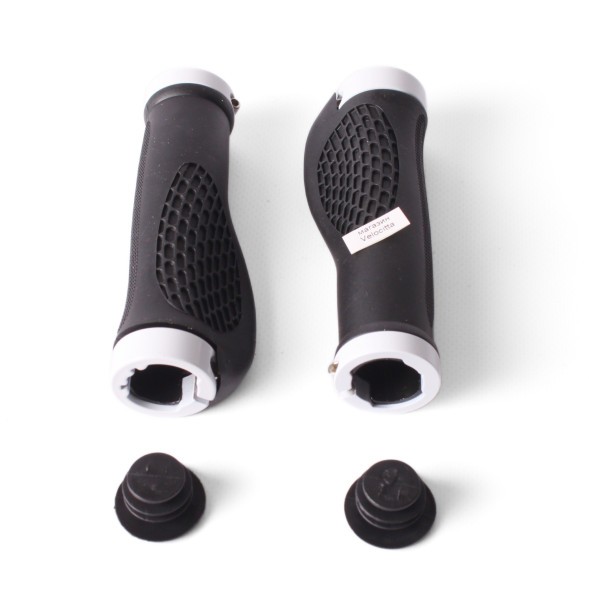 Грипсы велосипедные H-G 127, эргономические, L:130 мм, с торцевой защитой, с зажимами, белые