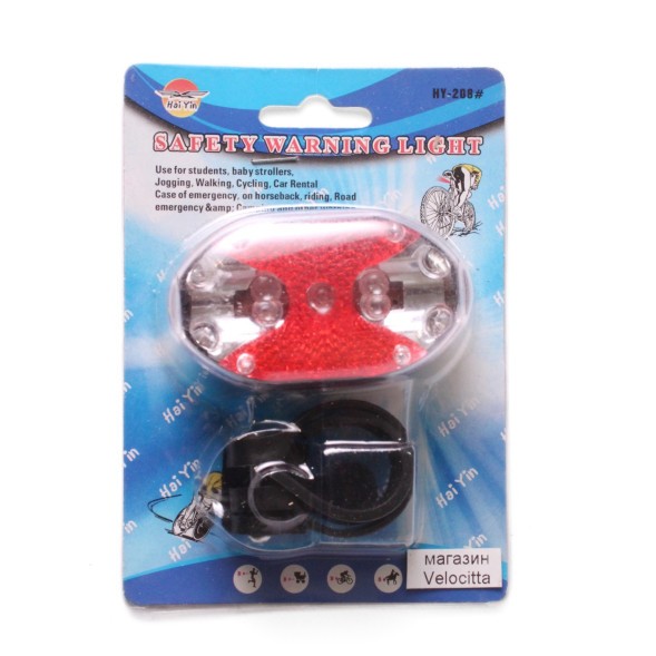 Фонарь велосипедный Jing Yi JY-500Т-3А, задний, 9 LED, 6 режима работы, 2xAAA, без батареек, блистер