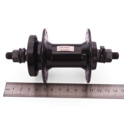 Велосипедная втулка Wang Zheng WZ-A208FB black, передняя, ось 3/8"х100x140 мм, алюминиевая, под Disk 6 болтов, на гайках, 36 отверстий, с промподшипником, Box