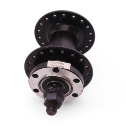 Велосипедная втулка Wang Zheng WZ-A208FB black, передняя, ось 3/8"х100x140 мм, алюминиевая, под Disk 6 болтов, на гайках, 36 отверстий, с промподшипником, Box