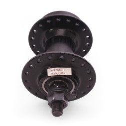 Велосипедная втулка Wang Zheng WZ-A208FB black, передняя, ось 3/8"х100x140 мм, алюминиевая, под Disk 6 болтов, на гайках, 36 отверстий, с промподшипником, Box