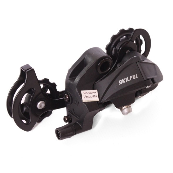 Задний переключатель Skillful RD-SF-M230-7-BK, 7 ск., крепление на &amp;quot;петух&amp;quot;, 45T, совместим с Shimano, торг. уп.
