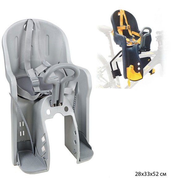 Кресло детское New Vision BQ-10-0-G, передее, за подсед.трубу, max 15кг, разворот вперёд-назад, рег.ног, рук-ка для ребёнка, фикс.ремня 5 точек, Grey