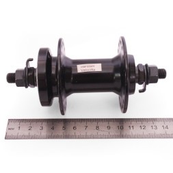 Втулка передняя Wang Zheng WZ-A208F black, ось 3/8&amp;quot;х100x140 мм, алюминиевая, под диск 6 болтов, на гайках, 36 отверстий, б/уп.