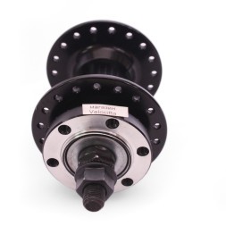 Втулка передняя Wang Zheng WZ-A208F black, ось 3/8&amp;quot;х100x140 мм, алюминиевая, под диск 6 болтов, на гайках, 36 отверстий, б/уп.