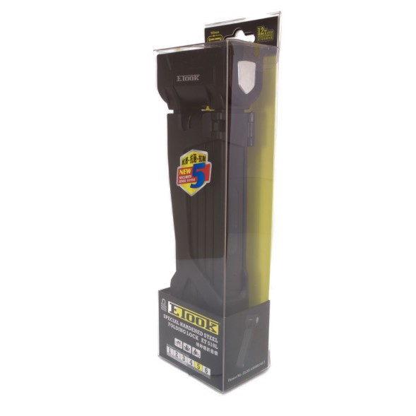 Замок противоугонный ETook ET510L(black), складной, с ключами, 900 мм, толщина 5 мм, уровень защиты 5, в оболочке, Box