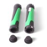 Ручки на руль для велосипеда XH-G56, 130 мм, с зажимами, с заглушками,с зелеными алюм. кольцами