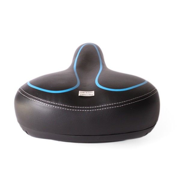Седло велосипедное пружинное, 220x260 мм, с замком, черно-синий