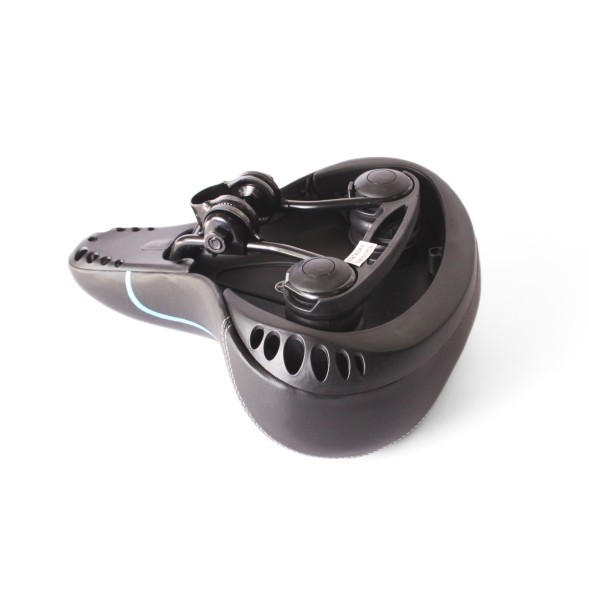 Седло велосипедное пружинное, 220x260 мм, с замком, черно-синий