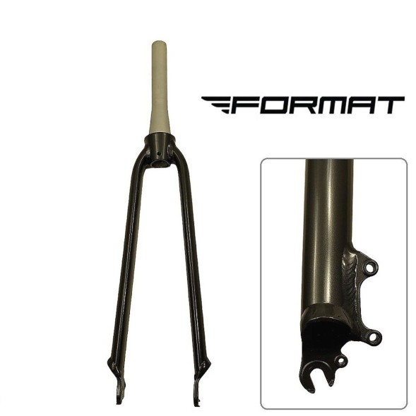 Вилка для велосипеда Format 1432, 28&amp;quot; (700C), ригидная, алюм., конусный шток 1-1/2&amp;quot;-1-1/8&amp;quot;, 190 мм, Disk Brake (IS), под эксцентрик 9х100 мм, Black/Grey