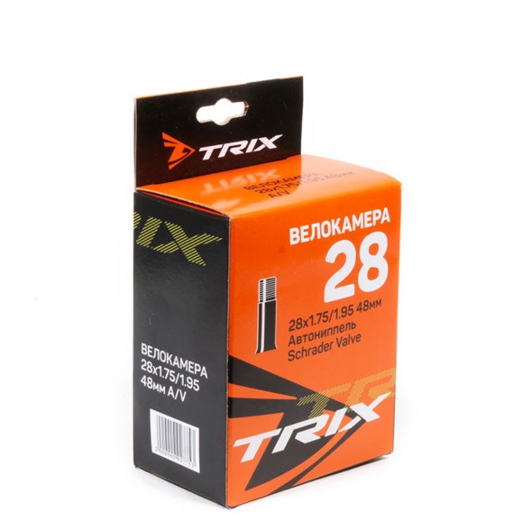 Камера вело Trix TBTX 28&amp;quot;х 1.75 ниппель AV-48 мм, резиновая, Black