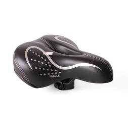 Седло велосипедное Saddle, 210x250 мм, с отверстием, пружины закрытого типа, замок, черно-серый