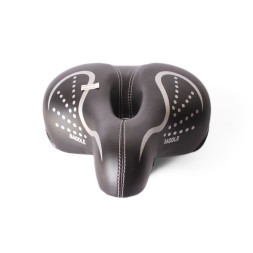 Седло велосипедное Saddle, 210x250 мм, с отверстием, пружины закрытого типа, замок, черно-серый