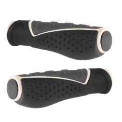 Грипсы c заглушками Velo VLG-709AD3, 130 мм, VLP-35, чёрно-серо-белые