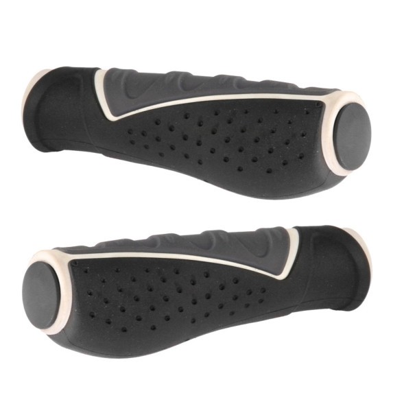 Грипсы c заглушками Velo VLG-709AD3, 130 мм, VLP-35, чёрно-серо-белые