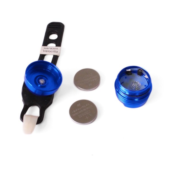 Фонарь велосипедный Jing Yi JY-3006Т, задний, 1 LED, 2 реж, 2хCR2032, комплект батареек, синий, инд. упаковка