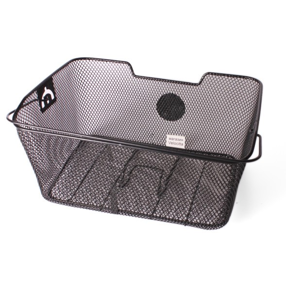 Корзина задняя с креплением на багажник 400х300х170 мм, с ручкой, черный