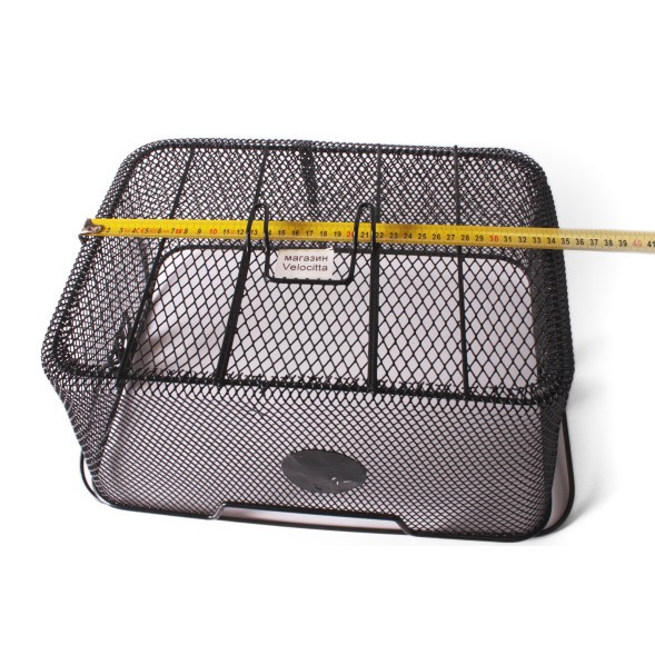 Корзина задняя с креплением на багажник 400х300х170 мм, с ручкой, черный