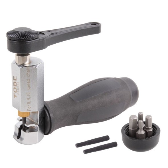 Выжимка цепи Tobe 2084, для скор. цепей 8/9/10, биты, съёмная ручка с трещоткой, 2 запасных пина, серия PRO, B336095