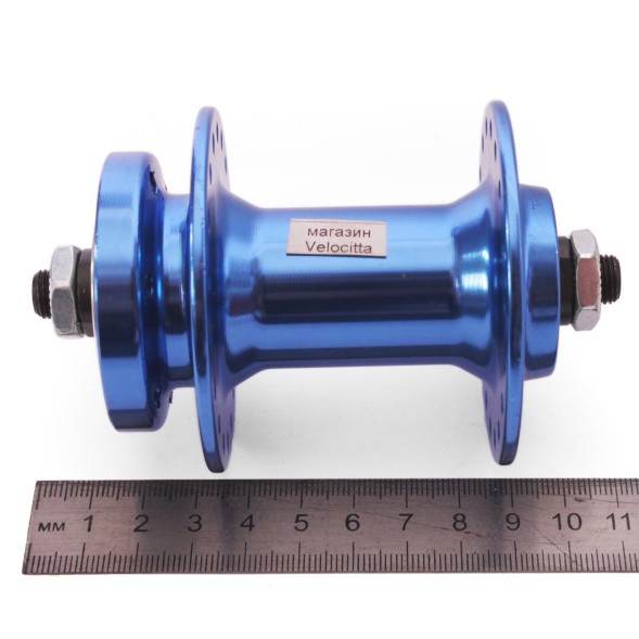 Втулка передняя Wang Zheng WZ-A208FQ blue, ось 3/8&amp;quot;х100x108 мм, алюминиевая, под диск 6 болтов, на эксцентрике, 36H, б/уп.