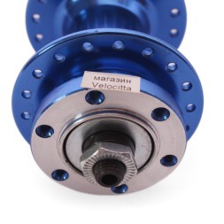 Втулка передняя Wang Zheng WZ-A208FQ blue, ось 3/8&amp;quot;х100x108 мм, алюминиевая, под диск 6 болтов, на эксцентрике, 36H, б/уп.