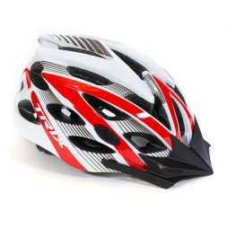 Шлем велосипедиста Trix HL-TX-20-L-RWH, кросс-кантри, 25 отверстий, регулировка обхвата, размер: L (59-60 см), In Mold, красно-белый