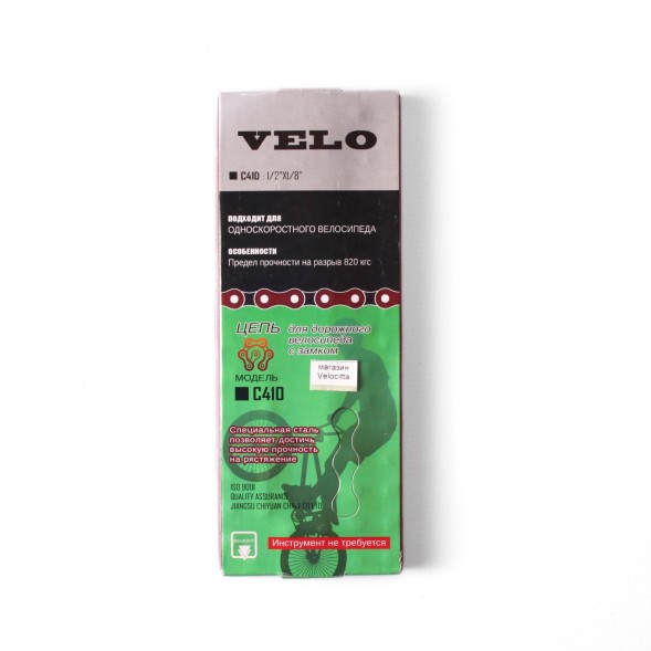 Цепь для дорожного велосипеда Velo C410, 112 звеньев, 1/2&amp;quot;Х1/8&amp;quot;, односкоростная, с замком