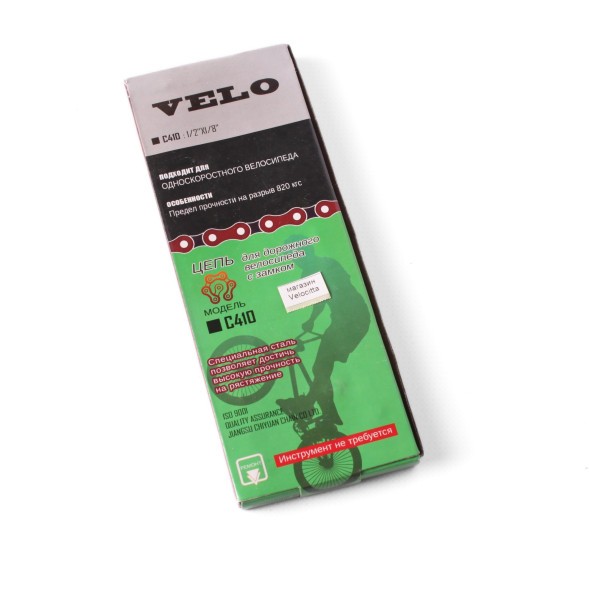 Цепь для дорожного велосипеда Velo C410, 112 звеньев, 1/2&amp;quot;Х1/8&amp;quot;, односкоростная, с замком
