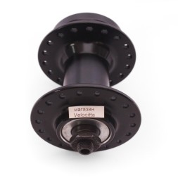 Веловтулка передняя Wang Zheng WZ-A208FQ black, ось 3/8&amp;quot;х100x108 мм, алюминиевая, под диск 6 болтов, на эксцентрике, 36 отверстий, торг. уп.