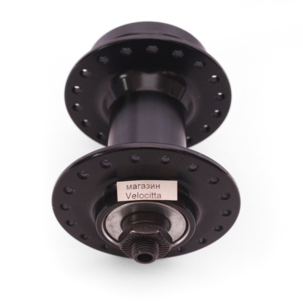 Веловтулка передняя Wang Zheng WZ-A208FQ black, ось 3/8&amp;quot;х100x108 мм, алюминиевая, под диск 6 болтов, на эксцентрике, 36 отверстий, торг. уп.