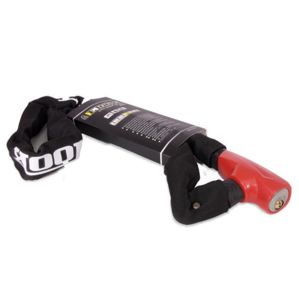 Замок противоугонный ETook ET455(red), цепь, с ключами, 1000 мм, толщина звена 6 мм, уровень защиты 4, в тканевой оплётке, блистер