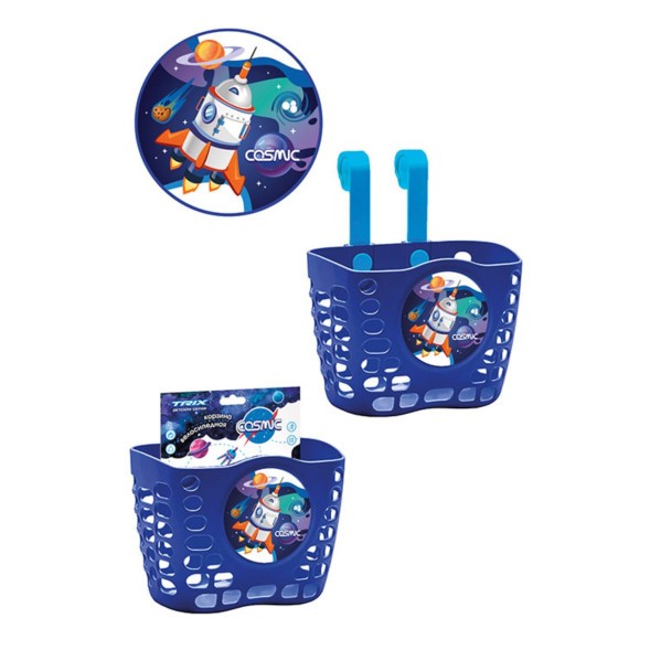 Корзина велосипедная Cosmic BSTX071216CS, детская, 12&amp;quot;-16&amp;quot;, крепление на руль, 190х125х140 мм, пластиковая, Blue