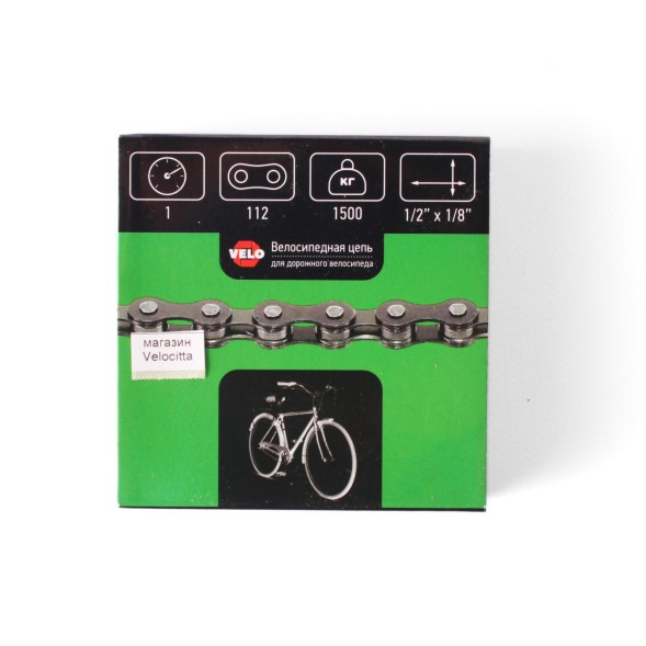 Цепь велосипедная с замком Velo Х410, 1/2&amp;quot;Х1/8&amp;quot;, 112 звеньев, односкоростная