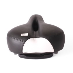 Седло велосипедное с отверстием, 195x260 мм, закрытые пружины, с замком, прошитое, черно-белое