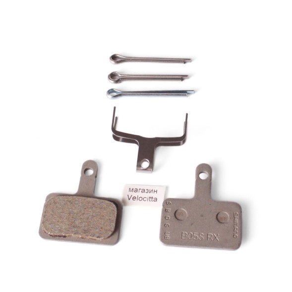 Колодки тормозные Shimano B05S-RX, для дисковых тормозов, полимерные, с пружинкой и шплинтом, блистер