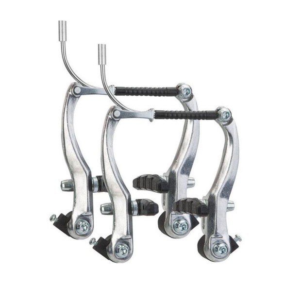 Рычаги тормозные V-brake S.Shine, алюминий, 110 мм, с колодками 60 мм, комплект 2 пары, серебристый