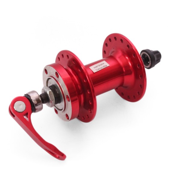 Втулка передняя Wang Zheng WZ-A208FQ red, ось 3/8&amp;quot;х100x108 мм, алюминиевая, под диск 6 болтов, на эксцентрике, 36H, торг. уп.