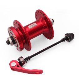 Втулка передняя Wang Zheng WZ-A208FQ red, ось 3/8&amp;quot;х100x108 мм, алюминиевая, под диск 6 болтов, на эксцентрике, 36H, торг. уп.