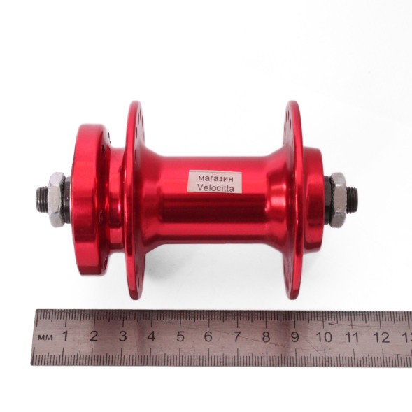 Втулка передняя Wang Zheng WZ-A208FQ red, ось 3/8&amp;quot;х100x108 мм, алюминиевая, под диск 6 болтов, на эксцентрике, 36H, торг. уп.