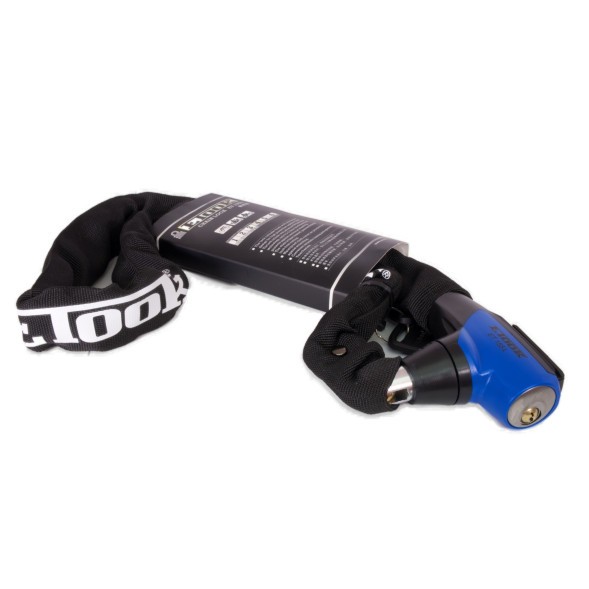 Велозамок ETook ET155L(blue), цепь, с ключами, 1000 мм, толщина звена 7 мм, уровень защиты 4, в тканевой оплётке, блистер