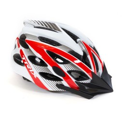 Шлем велосипедный Trix HL-TX-20-M-RWH, кросс-кантри, 25 отверстий, регулировка обхвата, размер: M (57-58 см), In Mold, красно-белый