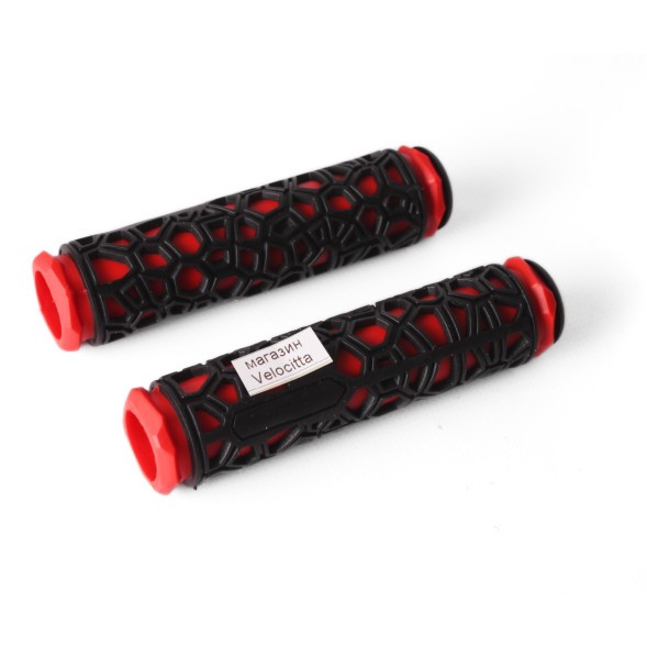 Ручки на руль для велосипеда &amp;quot;Паутинка&amp;quot;, 130 мм, резиновые, красные