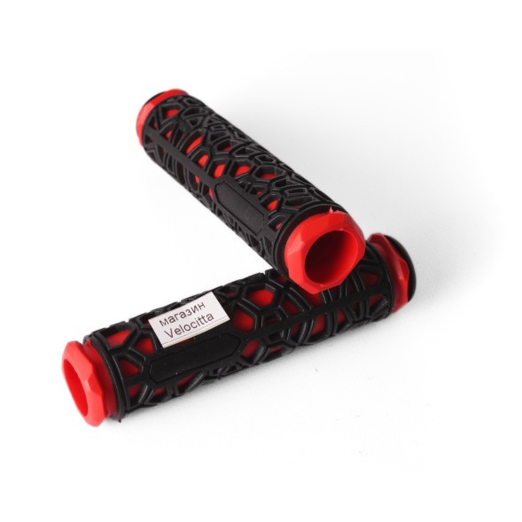 Ручки на руль для велосипеда &amp;quot;Паутинка&amp;quot;, 130 мм, резиновые, красные