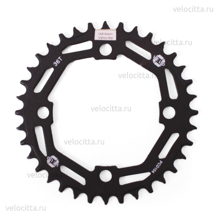 Звезда передняя велосипедная Velo PCD-104, Narrow Wide, 36 зуба, черный ...