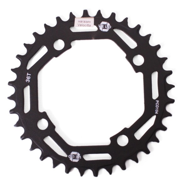 Звезда передняя велосипедная Velo PCD-104, Narrow Wide, 36 зуба, черный