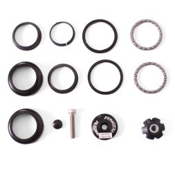 Рулевая колонка CTW-1007, безрезьбовая, 1-1/8"x28.6x34x30 мм, h=28.5 мм, с внешними чашками, с якорем и подшипниками, Black