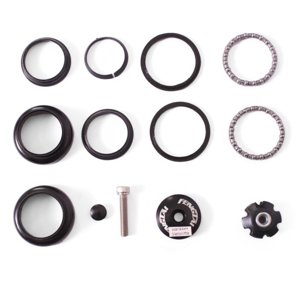 Рулевая колонка CTW-1007, безрезьбовая, 1-1/8&amp;quot;x28.6x34x30 мм, h=28.5 мм, с внешними чашками, с якорем и подшипниками, Black