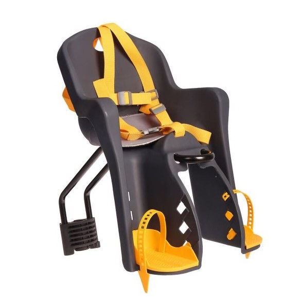 Детское кресло BQ-6, быстросъемное, с креплением дугой на раму, до 15 кг, серый/желтый