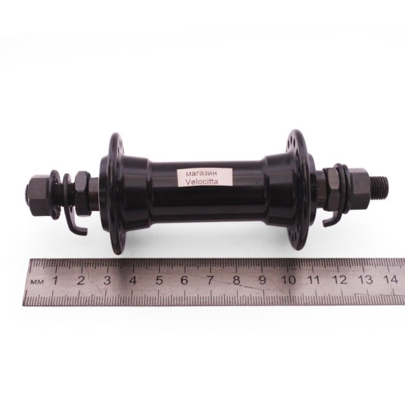 Велосипедная втулка Wang Zheng WZ-A201F black-32, передняя, ось 3/8&amp;quot;х100x140 мм, алюминиевая, под V-брейк, на гайках, 32 отверстия, б/уп.